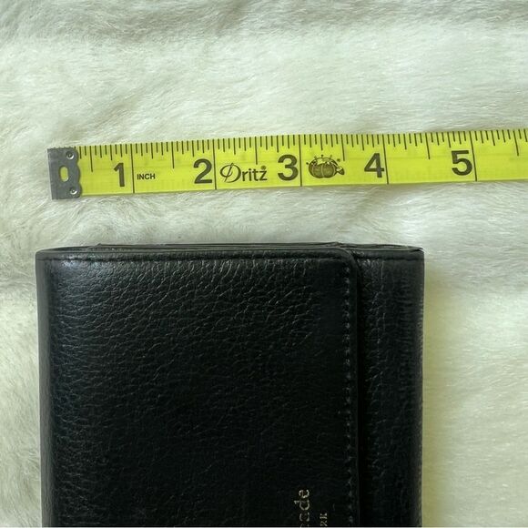 Black Pebbled Leather Large trifold Kate Spade Wallet - Picture 13 of 16